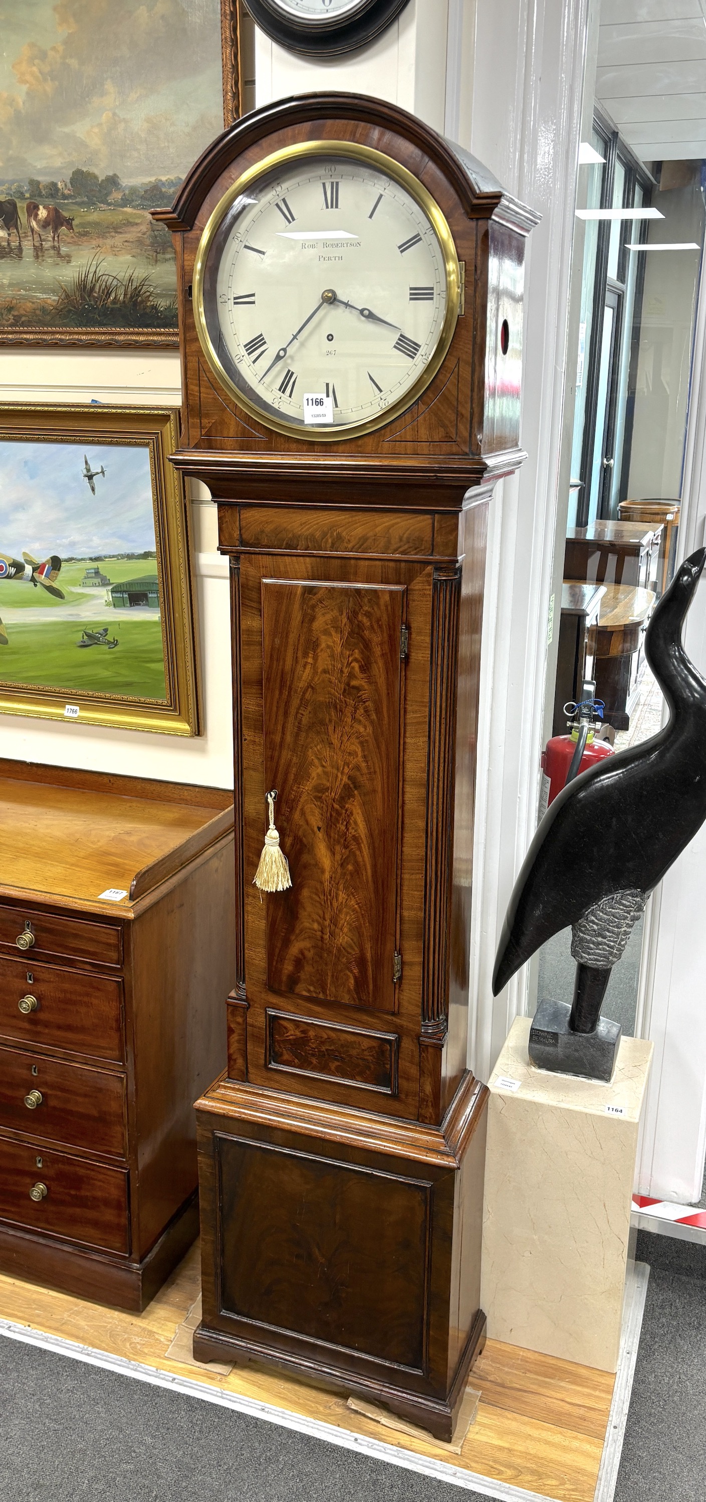 An early 19th century Scottish mahogany regulator longcase clock marked Robert Robertson, Perth, height 199cm